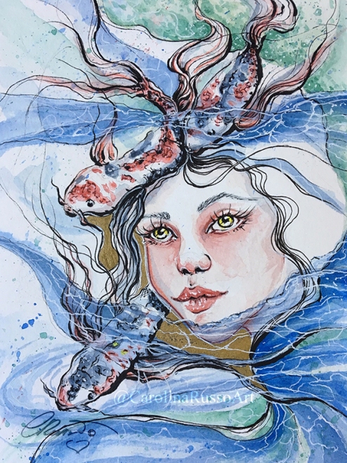 Draw This In Your Style Challenge by Kelogsloops - Watercolor Ink Painting ©CarolinaRusso
